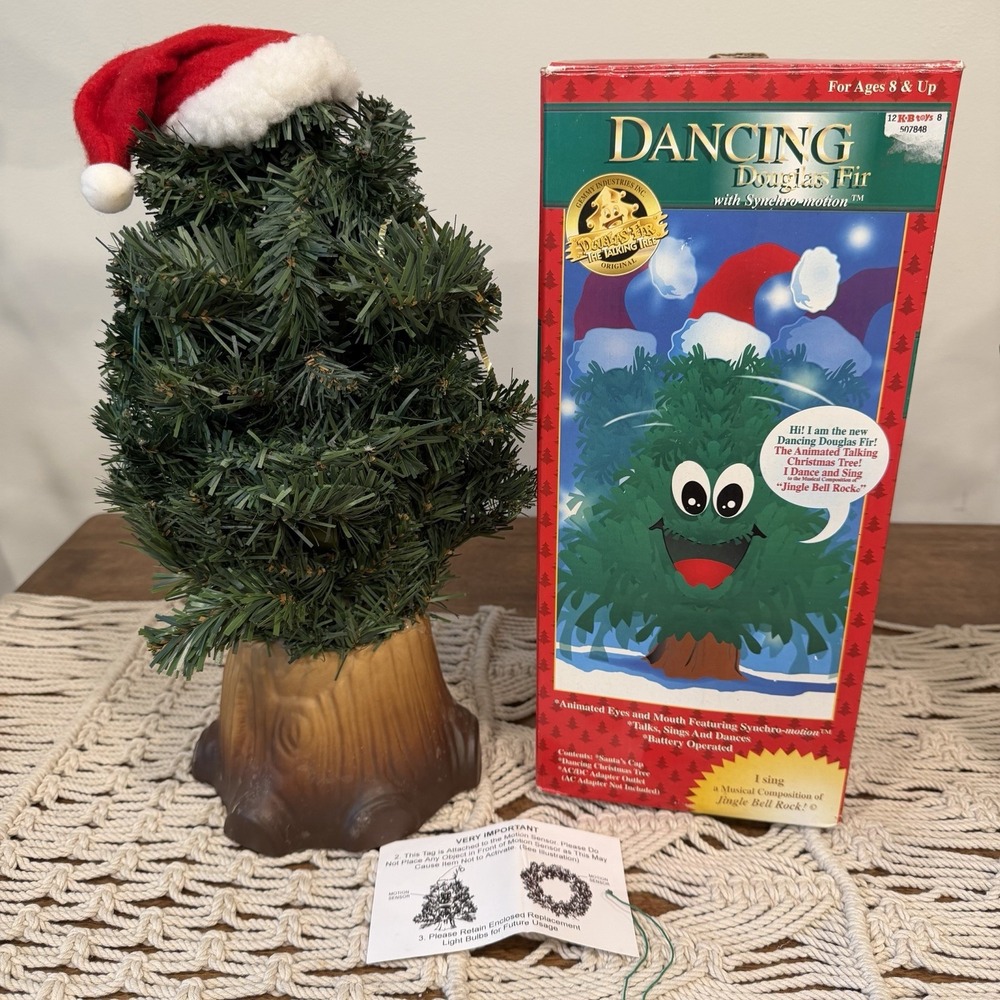 VTG Gemmy Douglas Fir Talking Tree Animated Singing Dancing Christmas Works